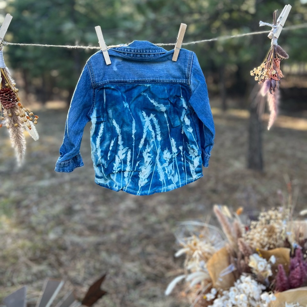 Denim Jacket with Cyanotype print